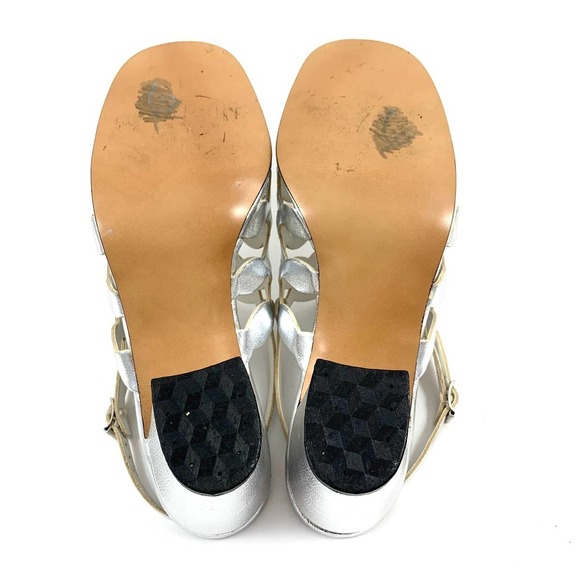 1960's mod silver caged peep toe heeled LIFE STRIDE sandals - Picture 11 of 16